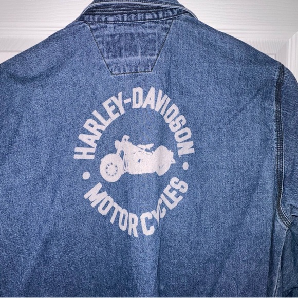 Harley Davidson Vintage Denim Button-Up Shirt - Picture 6 of 7